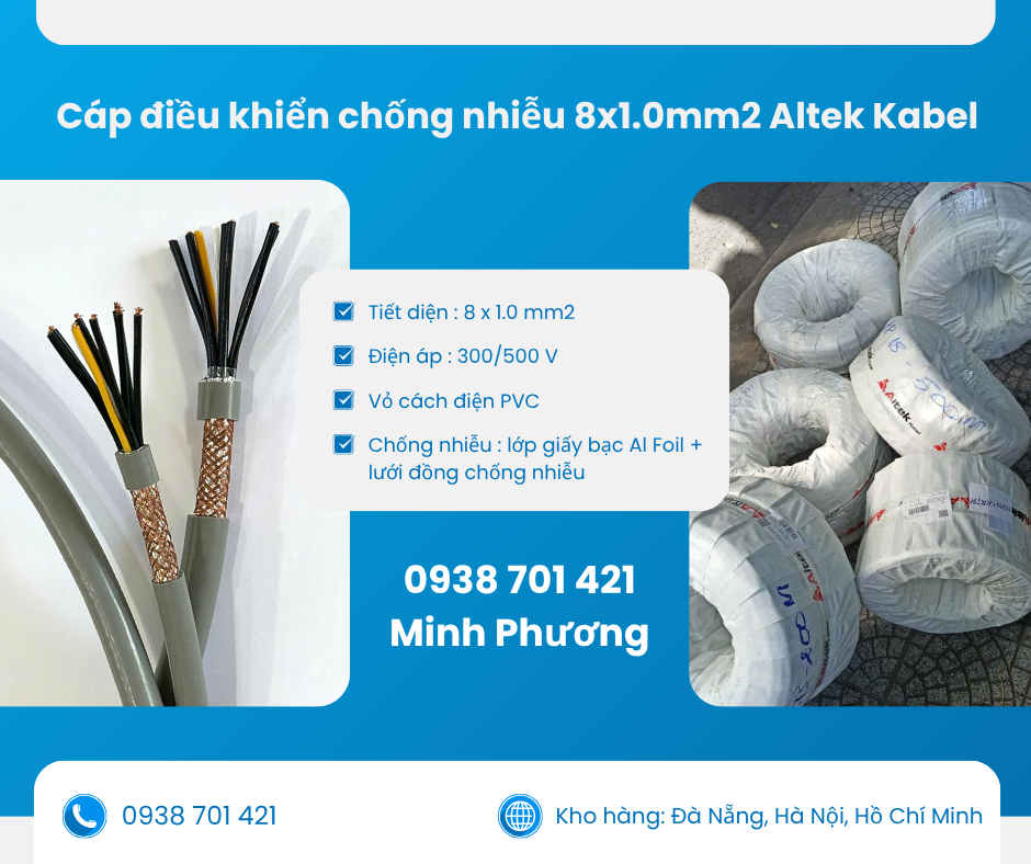 Cáp điều khiển chống nhiễu 8x1.0mm2 – Báo giá mới nhất, hàng chính hãng